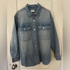 Universal Thread Rhinestone Embellished Denim Shacket